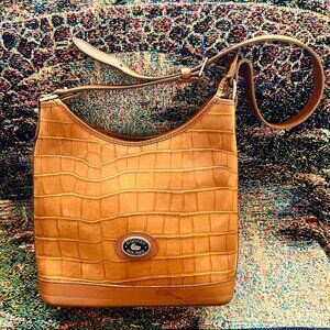 Dooney & Bourkey Brown/Orange Bucket Leather Tote Bag